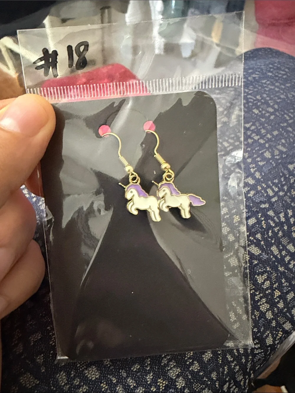Kids Unicorn Dangle Earrings - Purple and White